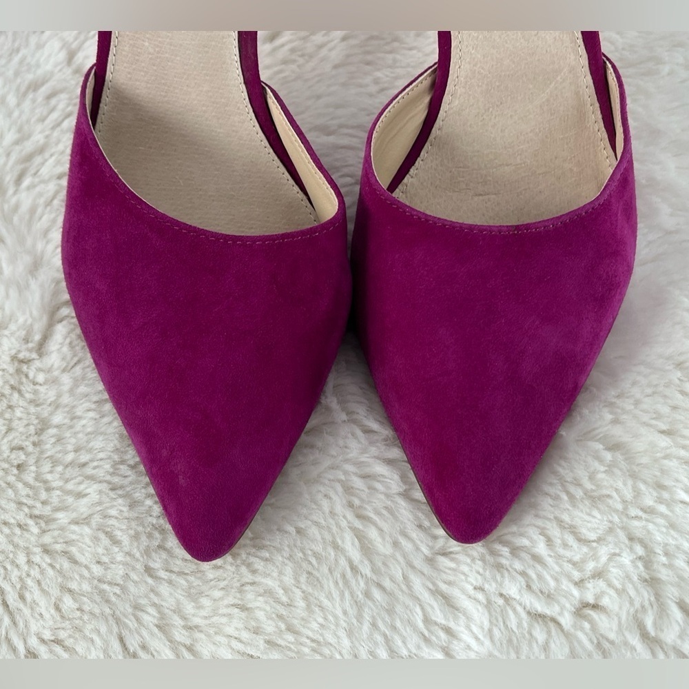 TOWN SHOES magenta suede sling backs - Picture 3 of 8